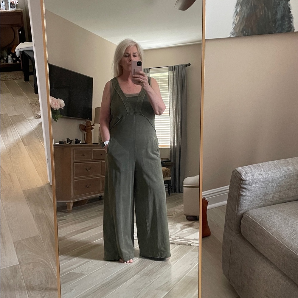 Anthropologie Olive Green Jumpsuit